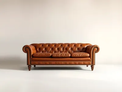 Vintage skinnsofa, cognac — retro